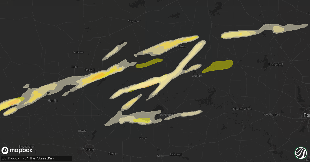 Hail map in Woodson, TX on March 8, 2023