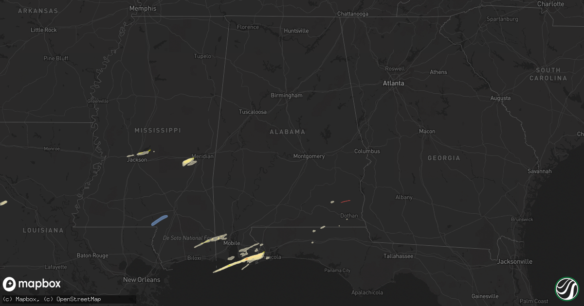 Hail map in Alabama on March 8, 2024