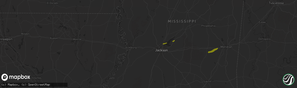 Hail map in Bolton, MS on March 8, 2024