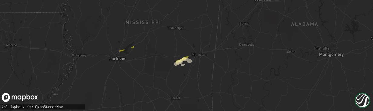 Hail map in Chunky, MS on March 8, 2024