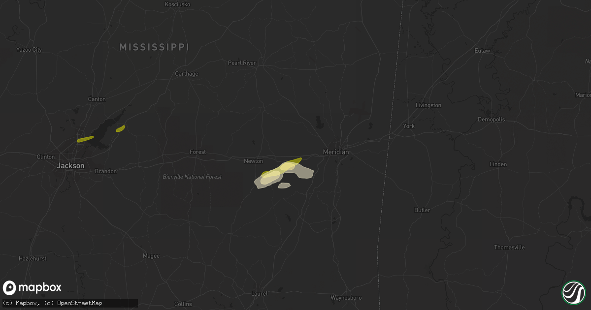 Hail map in Chunky, MS on March 8, 2024