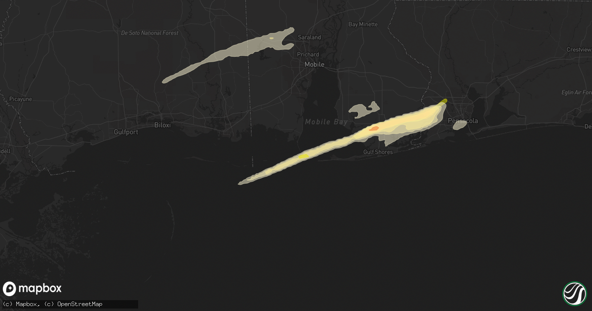 Hail map in Dauphin Island, AL on March 8, 2024