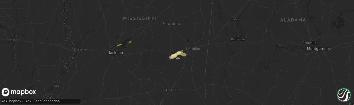 Hail map in Hickory, MS on March 8, 2024