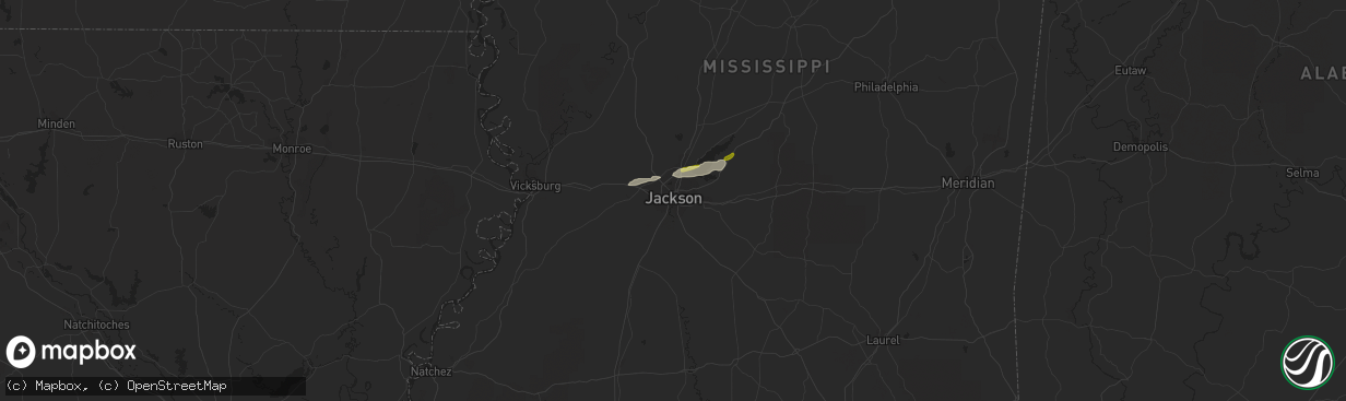 Hail map in Jackson, MS on March 8, 2024