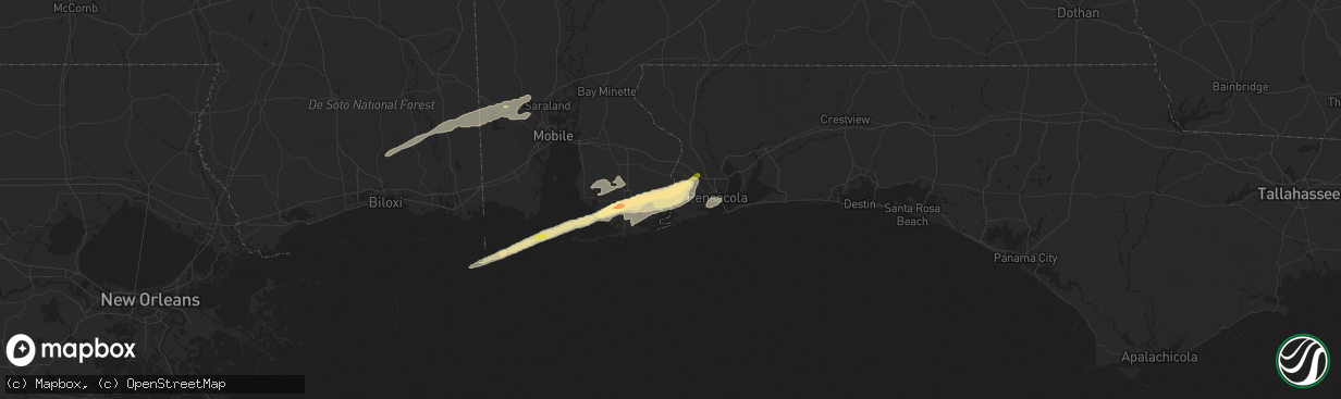 Hail map in Lillian, AL on March 8, 2024