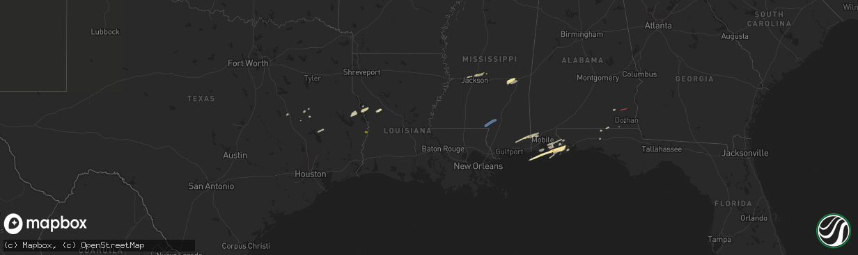 Hail map in Louisiana on March 8, 2024