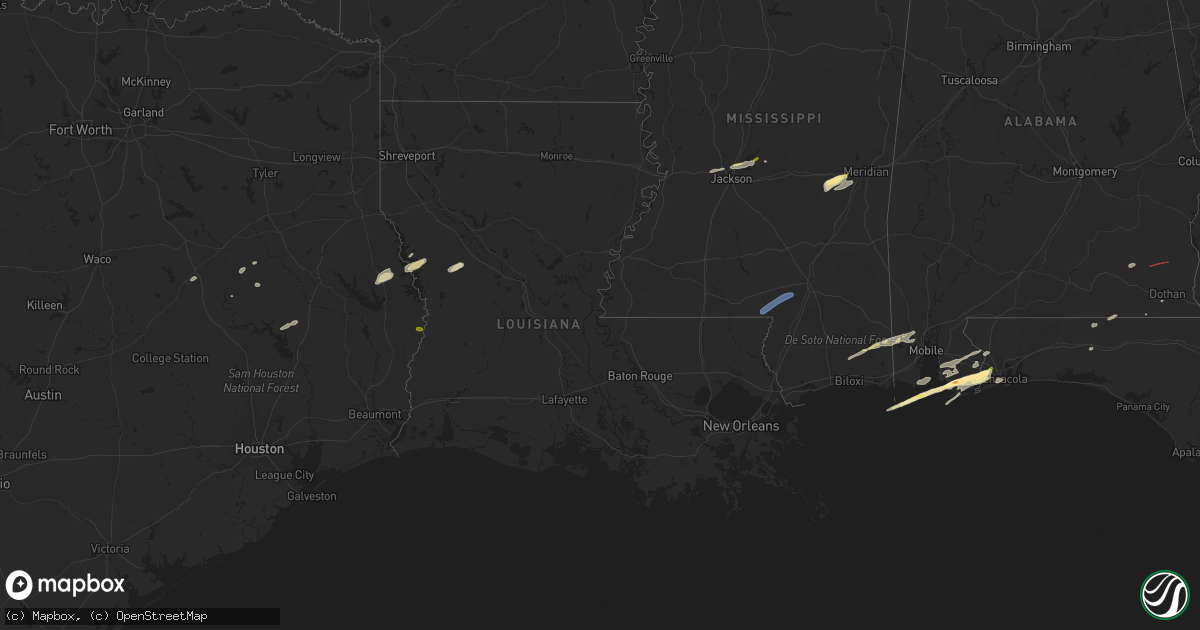 Hail map in Louisiana on March 8, 2024
