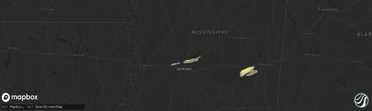 Hail map in Madison, MS on March 8, 2024