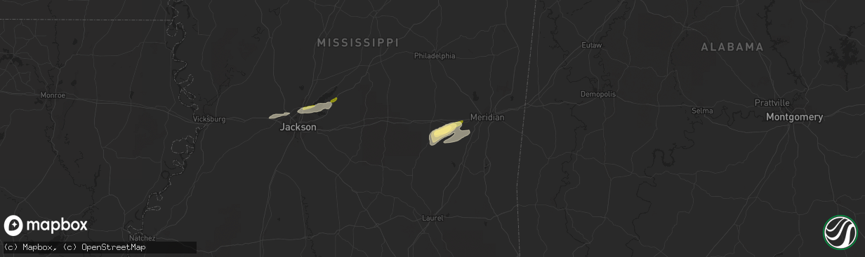 Hail map in Newton, MS on March 8, 2024