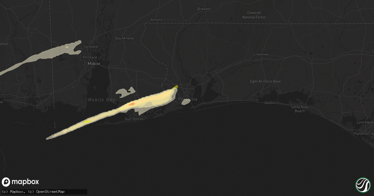 Hail map in Pensacola, FL on March 8, 2024