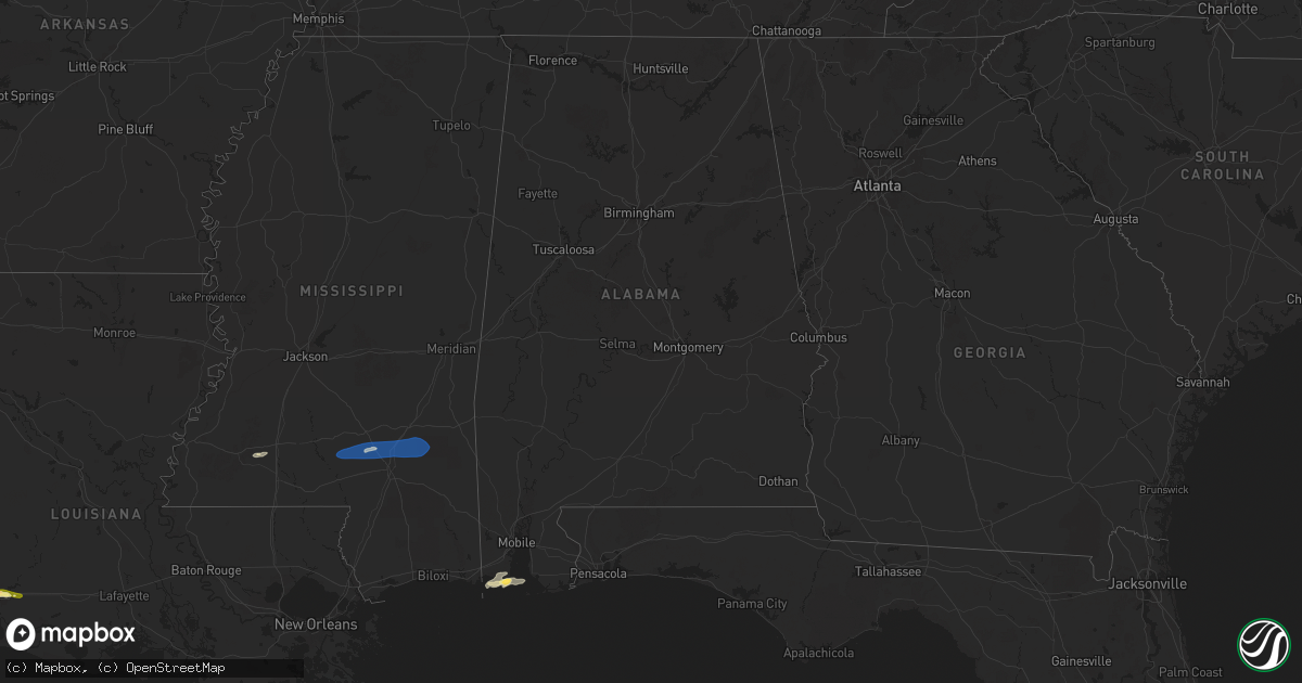 Hail map in Alabama on March 8, 2025
