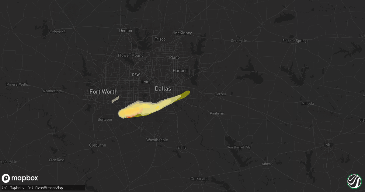 Hail map in Balch Springs, TX on March 8, 2025