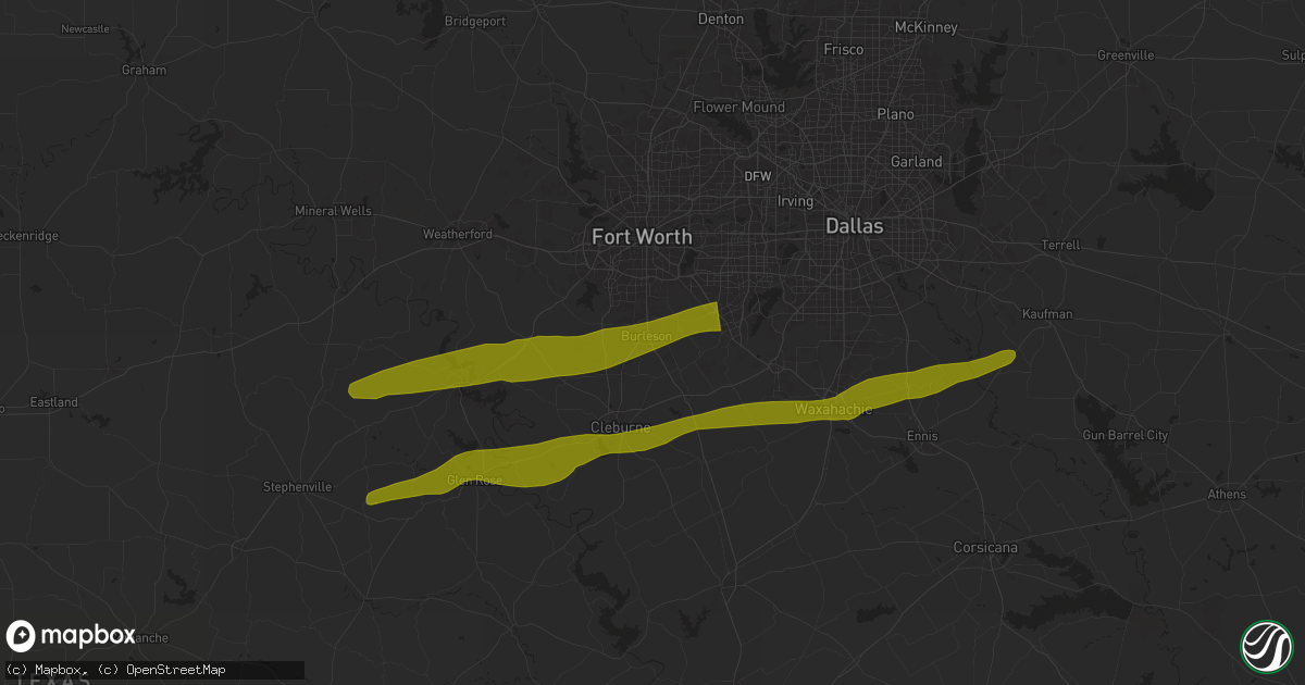 Hail map in Burleson, TX on March 8, 2025