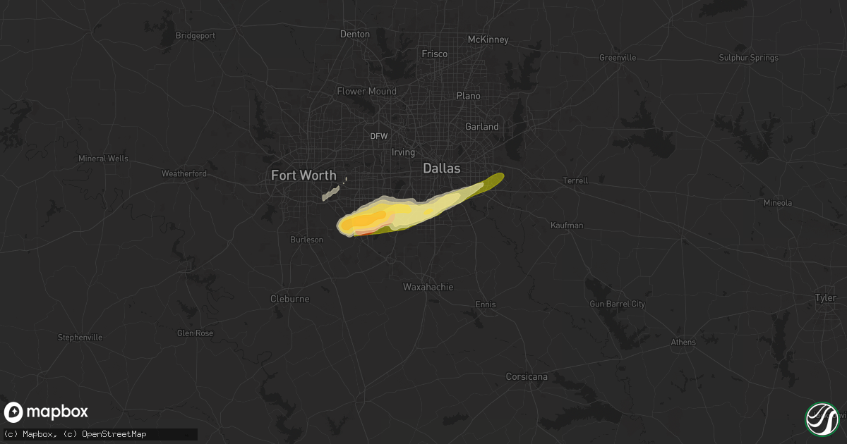 Hail map in Desoto, TX on March 8, 2025