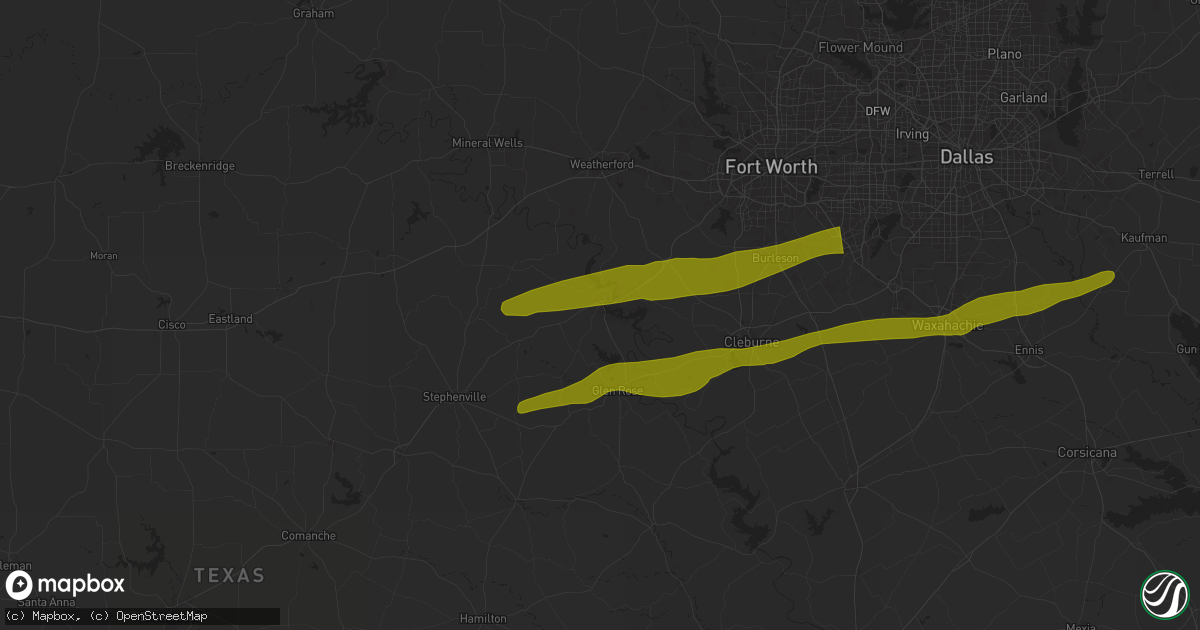 Hail map in Granbury, TX on March 8, 2025