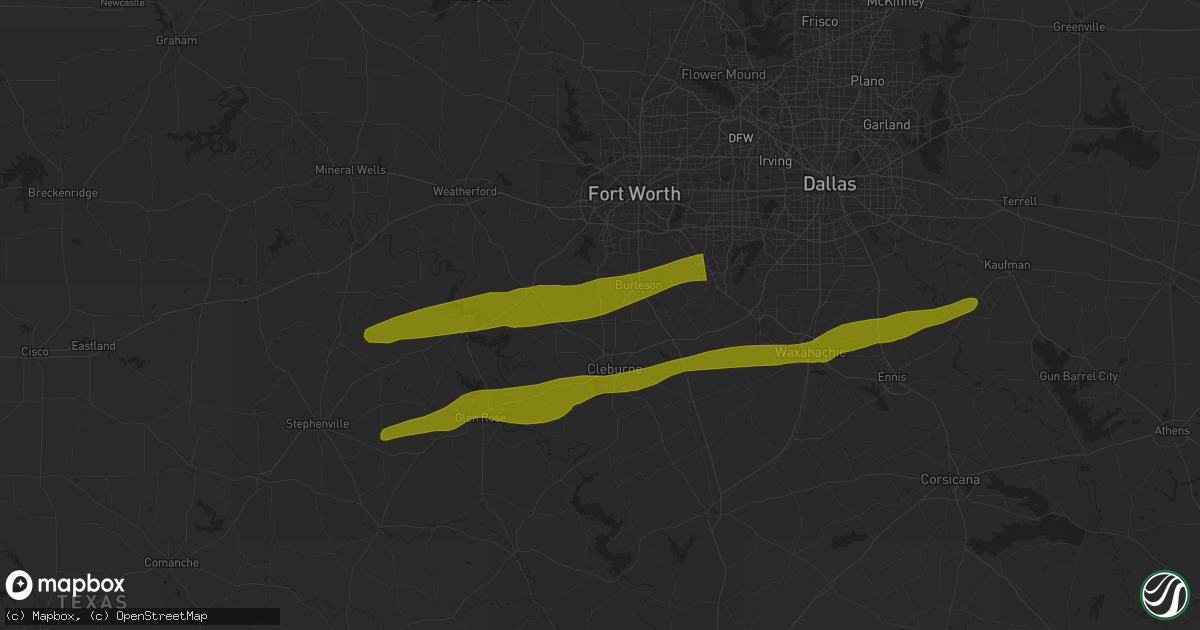 Hail map in Joshua, TX on March 8, 2025