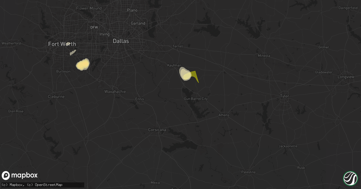 Hail map in Kemp, TX on March 8, 2025