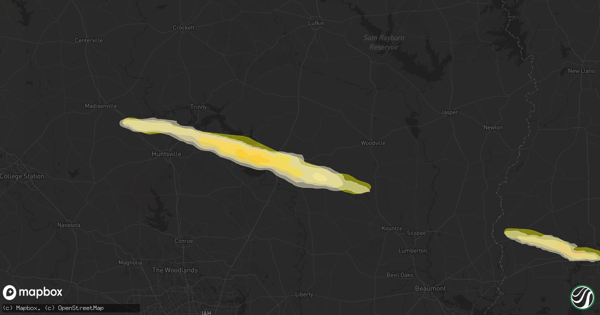 Hail map in Livingston, TX on March 8, 2025