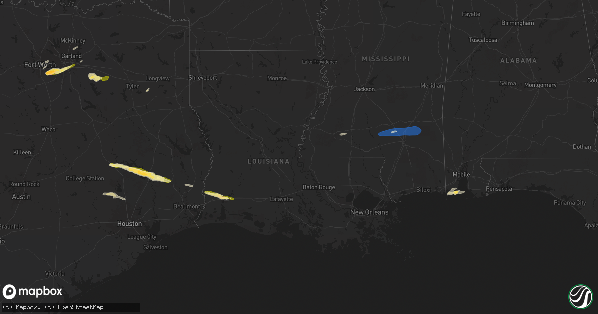 Hail map in Louisiana on March 8, 2025