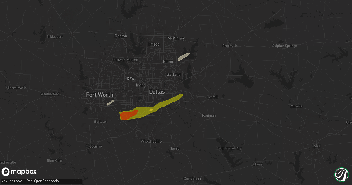 Hail map in Mesquite, TX on March 8, 2025