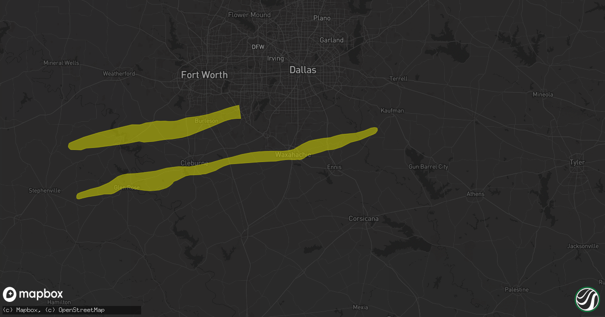 Hail map in Waxahachie, TX on March 8, 2025