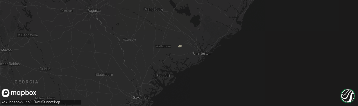 Hail map in Adams Run, SC on March 8, 2026
