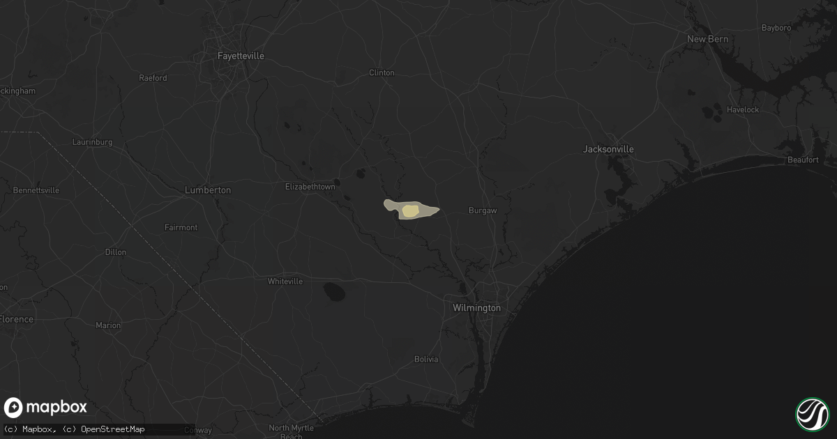 Hail map in Atkinson, NC on March 8, 2026
