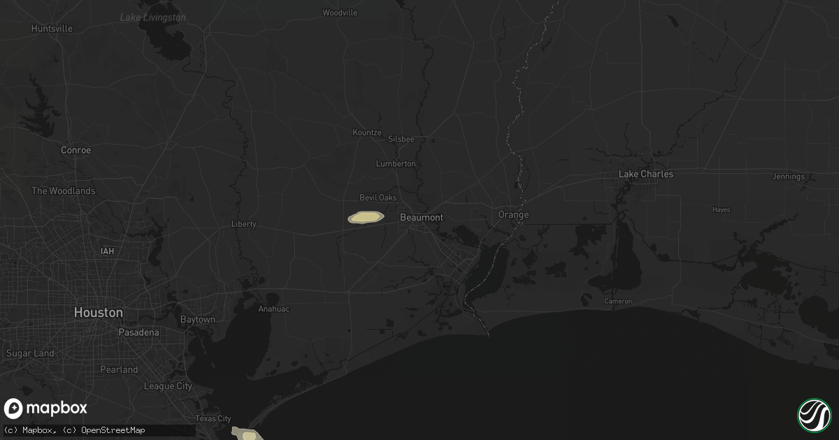 Hail map in Beaumont, TX on March 8, 2026
