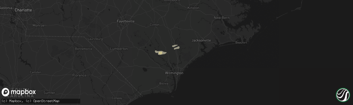Hail map in Burgaw, NC on March 8, 2026