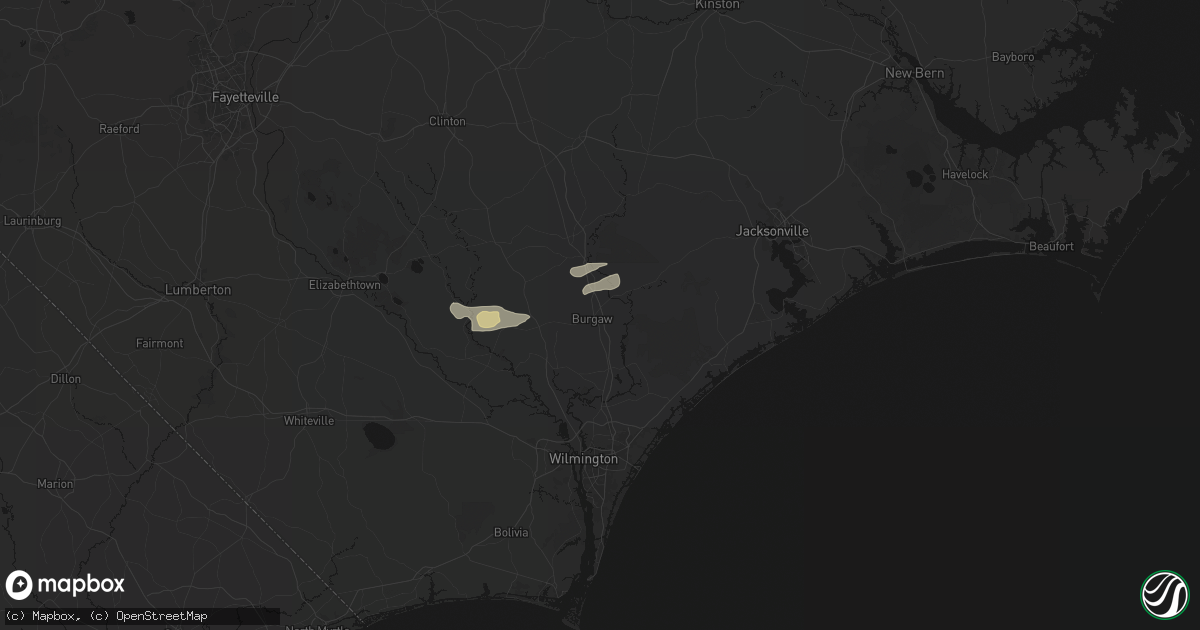 Hail map in Burgaw, NC on March 8, 2026