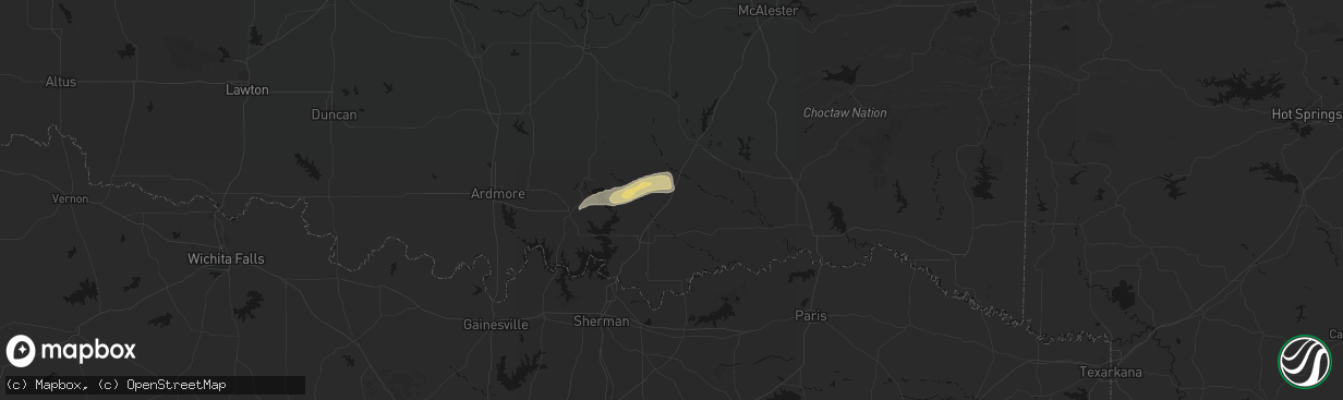 Hail map in Caddo, OK on March 8, 2026