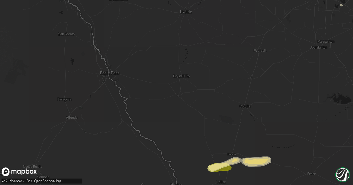 Hail map in Carrizo Springs, TX on March 8, 2026