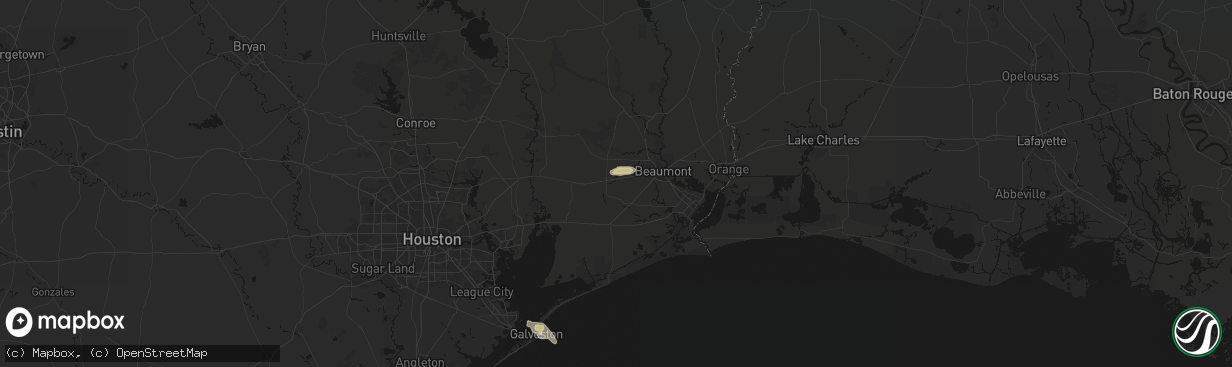 Hail map in China, TX on March 8, 2026