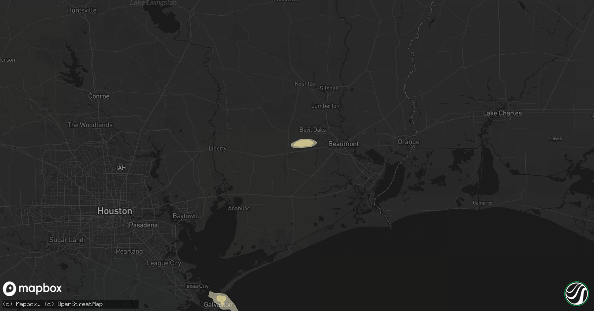 Hail map in China, TX on March 8, 2026