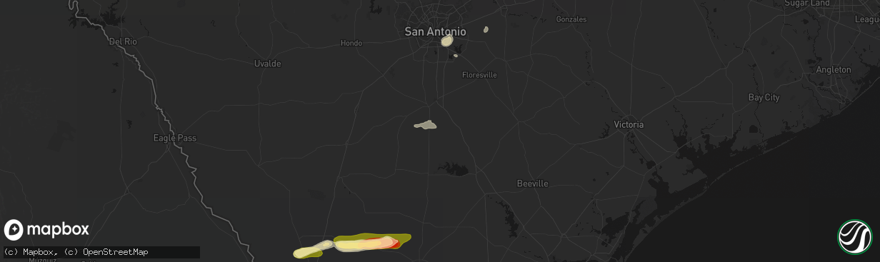 Hail map in Christine, TX on March 8, 2026