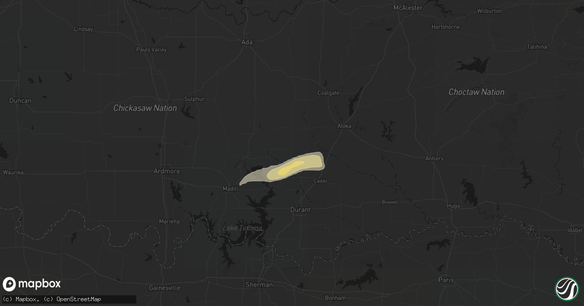 Hail map in Coleman, OK on March 8, 2026