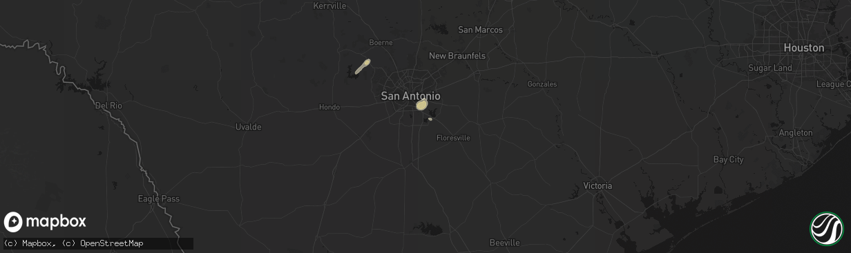 Hail map in Elmendorf, TX on March 8, 2026