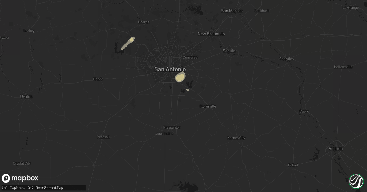 Hail map in Elmendorf, TX on March 8, 2026