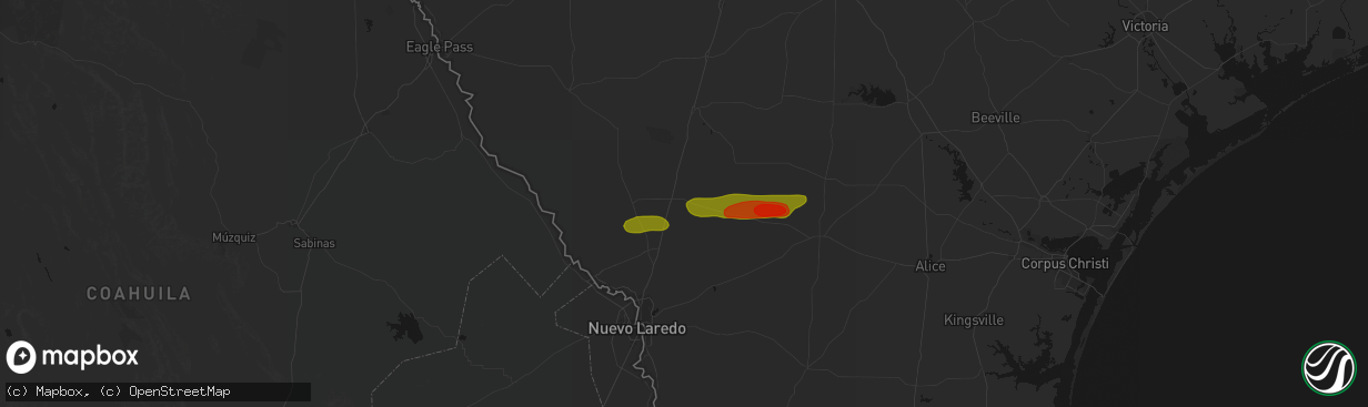 Hail map in Encinal, TX on March 8, 2026