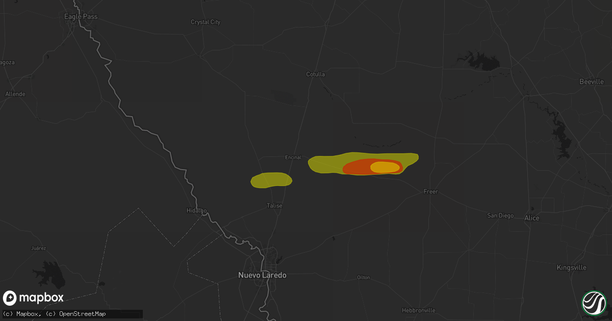 Hail map in Encinal, TX on March 8, 2026