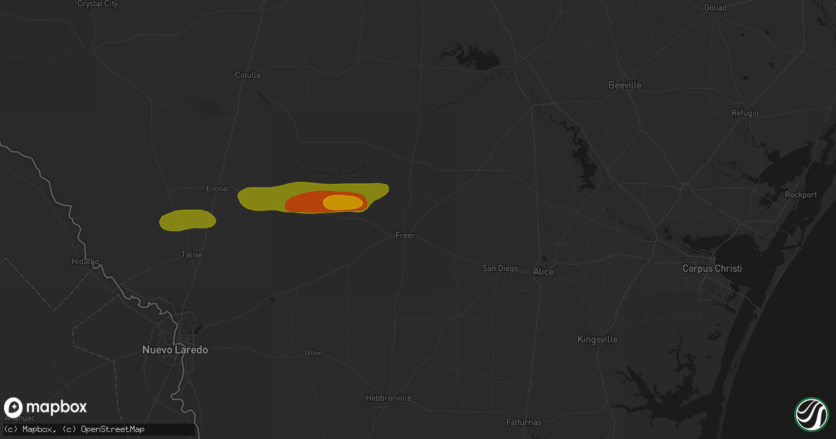 Hail map in Freer, TX on March 8, 2026