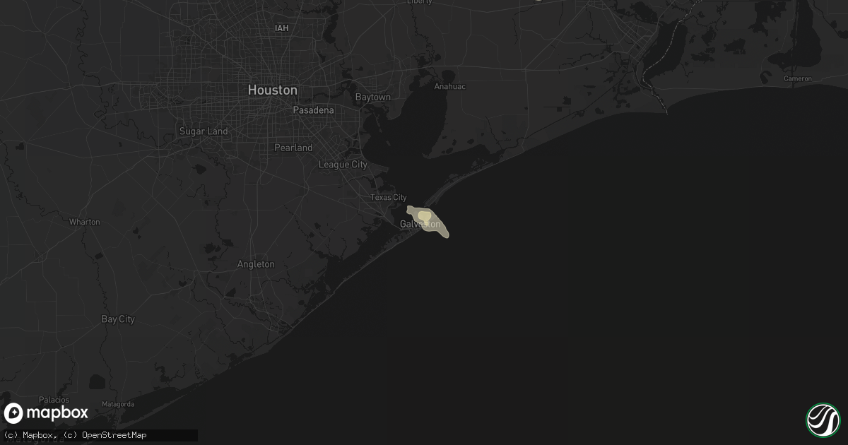 Hail map in Galveston, TX on March 8, 2026