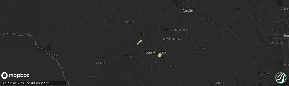Hail map in Helotes, TX on March 8, 2026