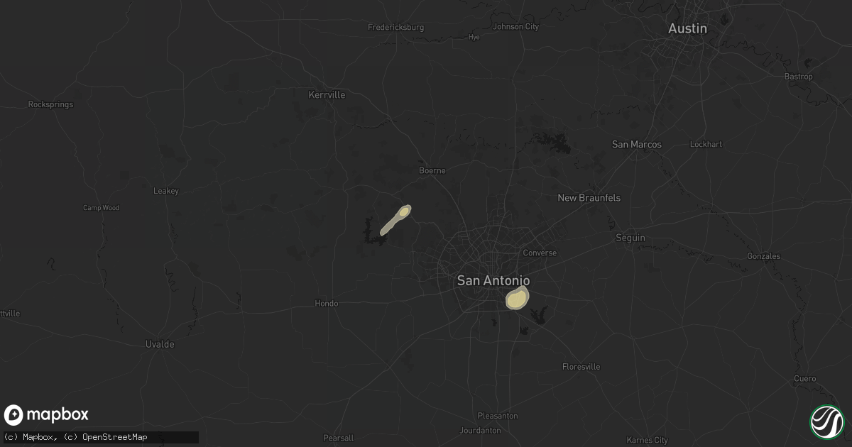 Hail map in Helotes, TX on March 8, 2026