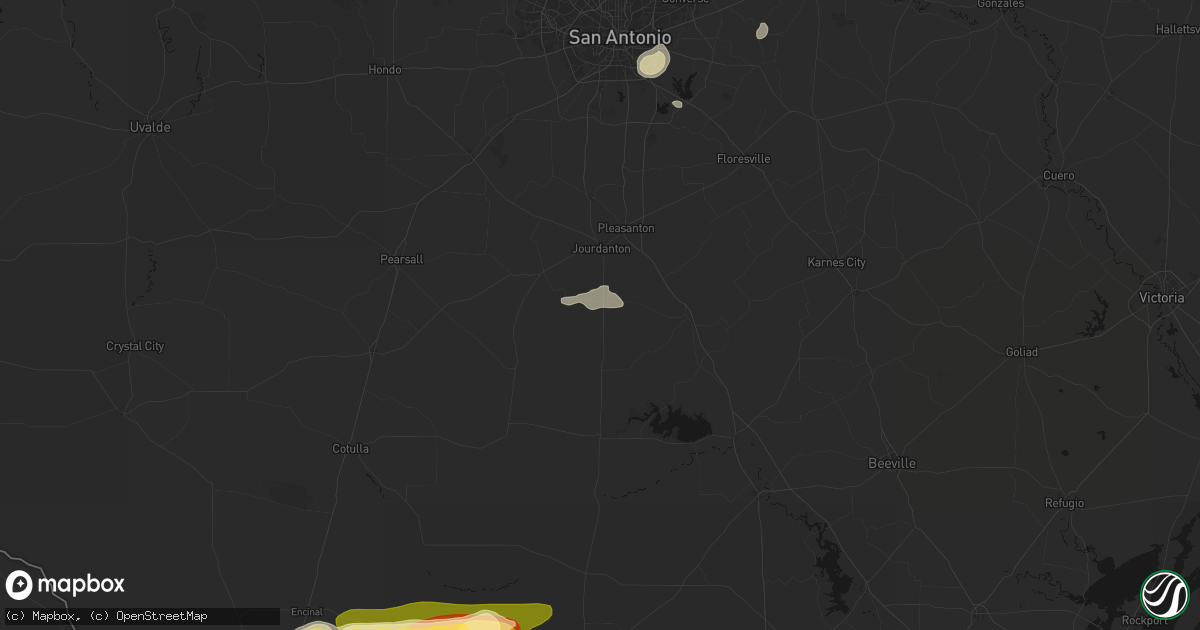 Hail map in Jourdanton, TX on March 8, 2026