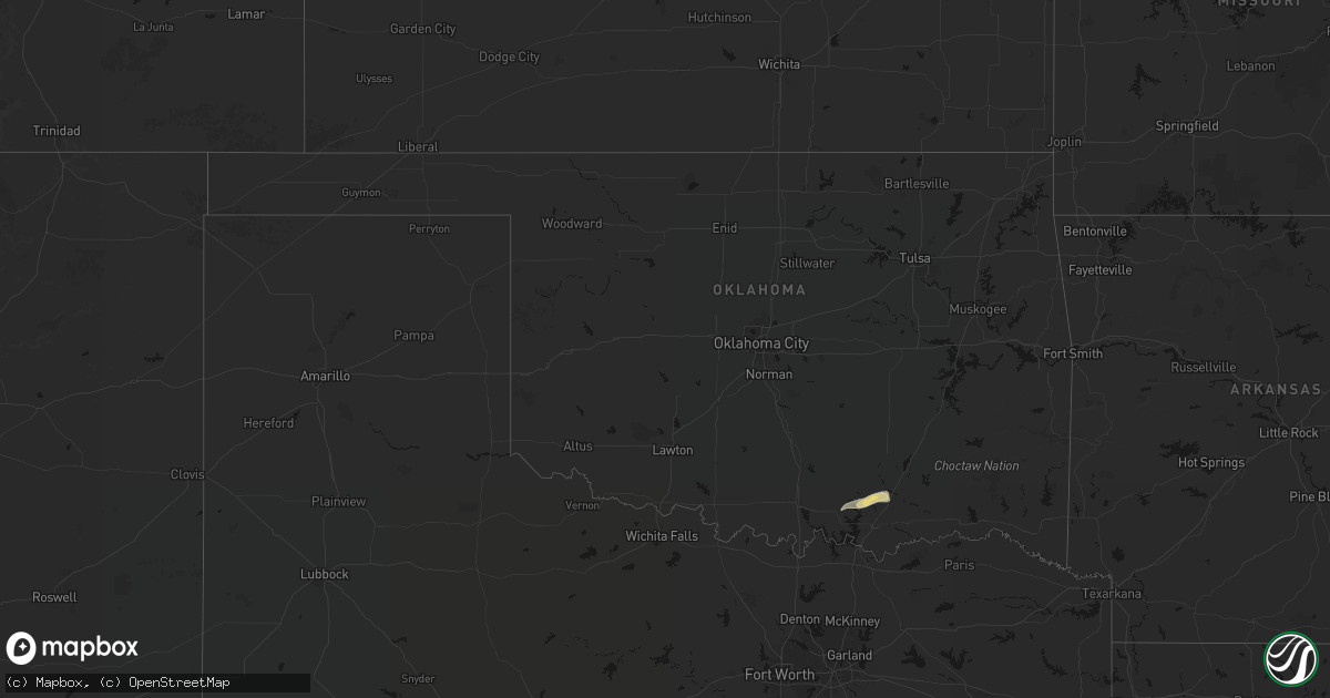 Hail map in Oklahoma on March 8, 2026