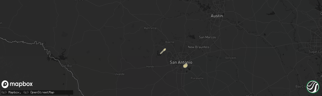 Hail map in Pipe Creek, TX on March 8, 2026
