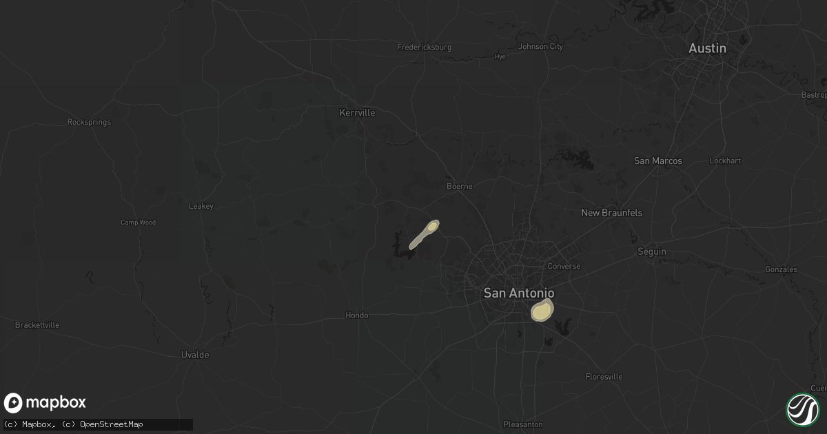 Hail map in Pipe Creek, TX on March 8, 2026