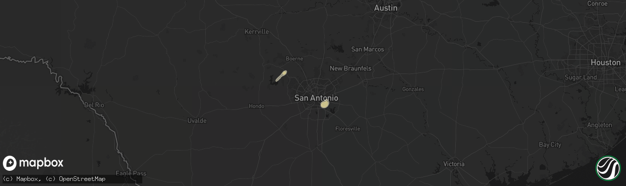 Hail map in San Antonio, TX on March 8, 2026