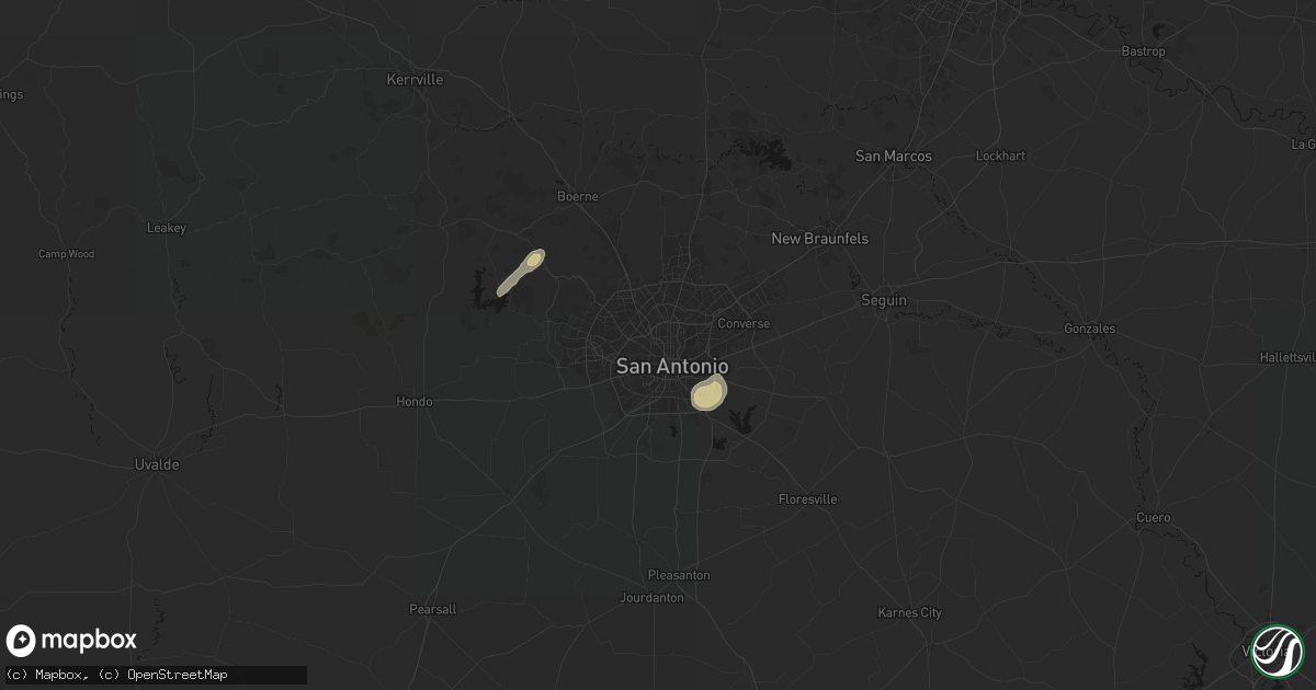 Hail map in San Antonio, TX on March 8, 2026